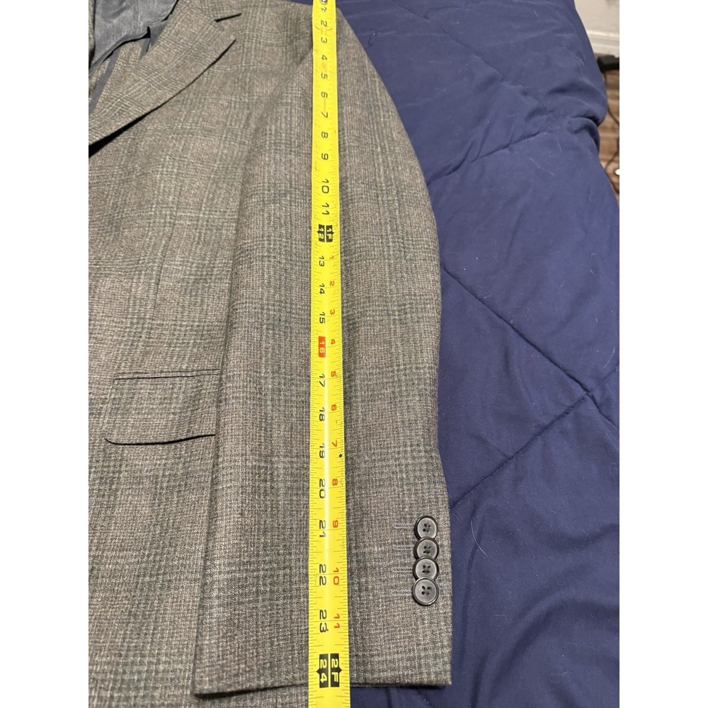 Joseph Abboud Lanificio di Pray 44R Blazer Sport Coat Jacket Gray Glen Plaid - Picture 3 of 11